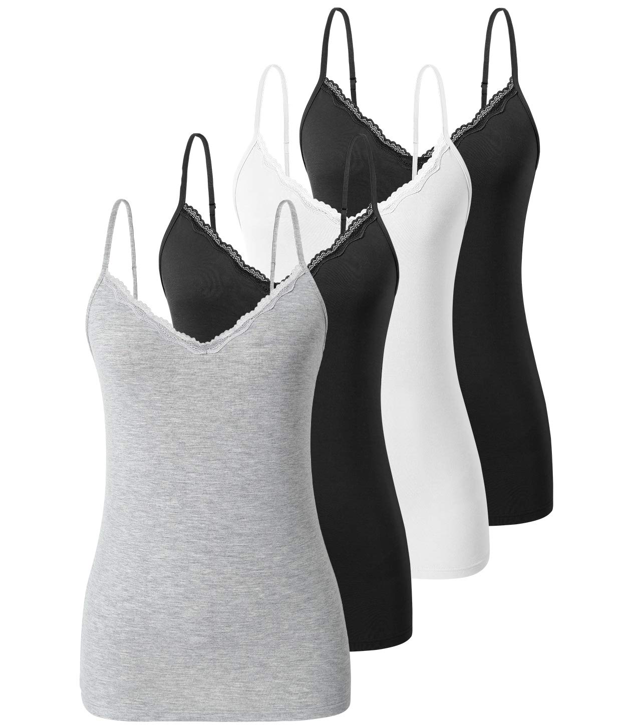 vislivin Camiseta para Mujer Camiseta Sin Mangas con Encaje Top Sin Mangas de Cuello en V Camisola