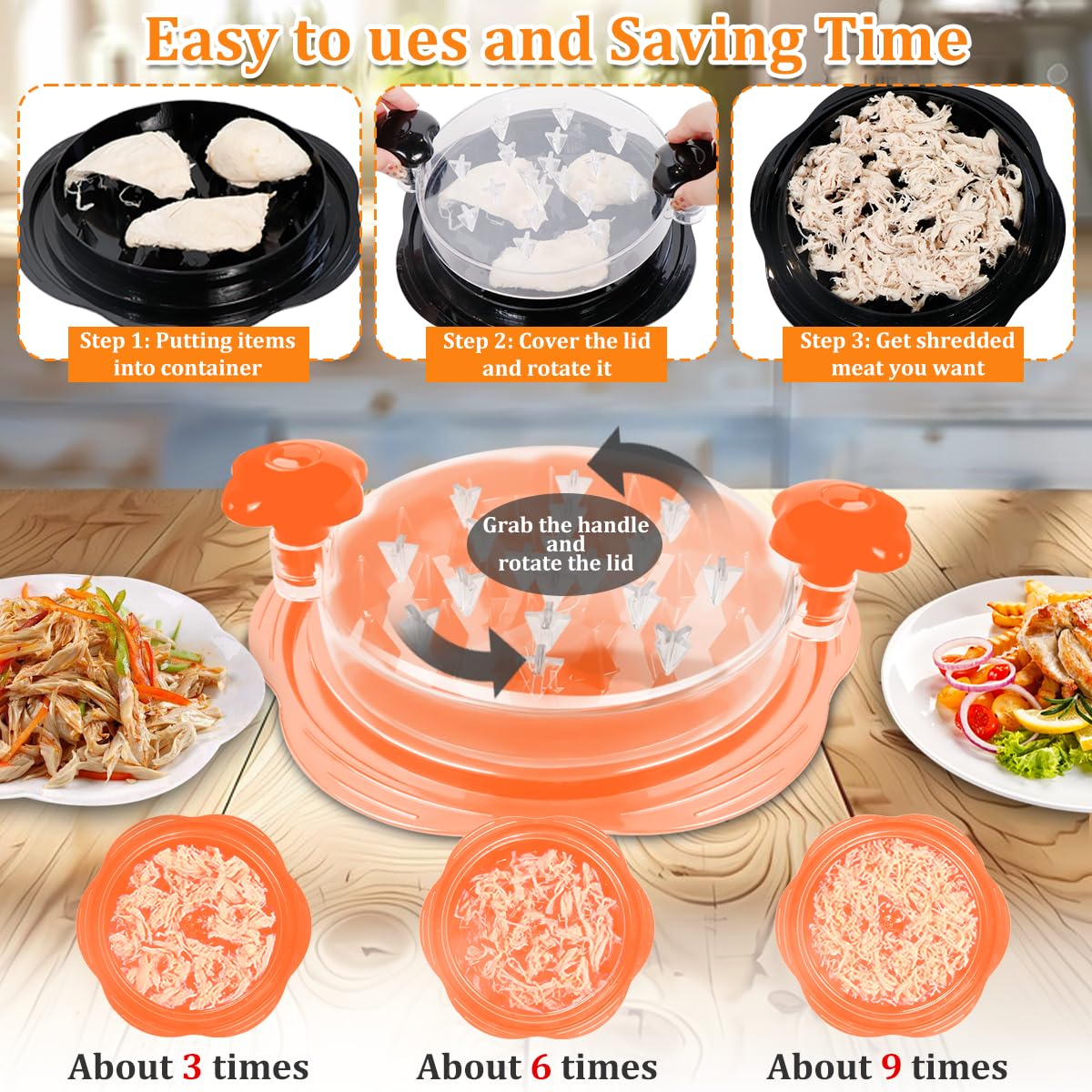 Chicken Shredder Tool Twister, 25cm Large Chicken Breast Shredder Machine with Brush, Non-BPA - Image 2