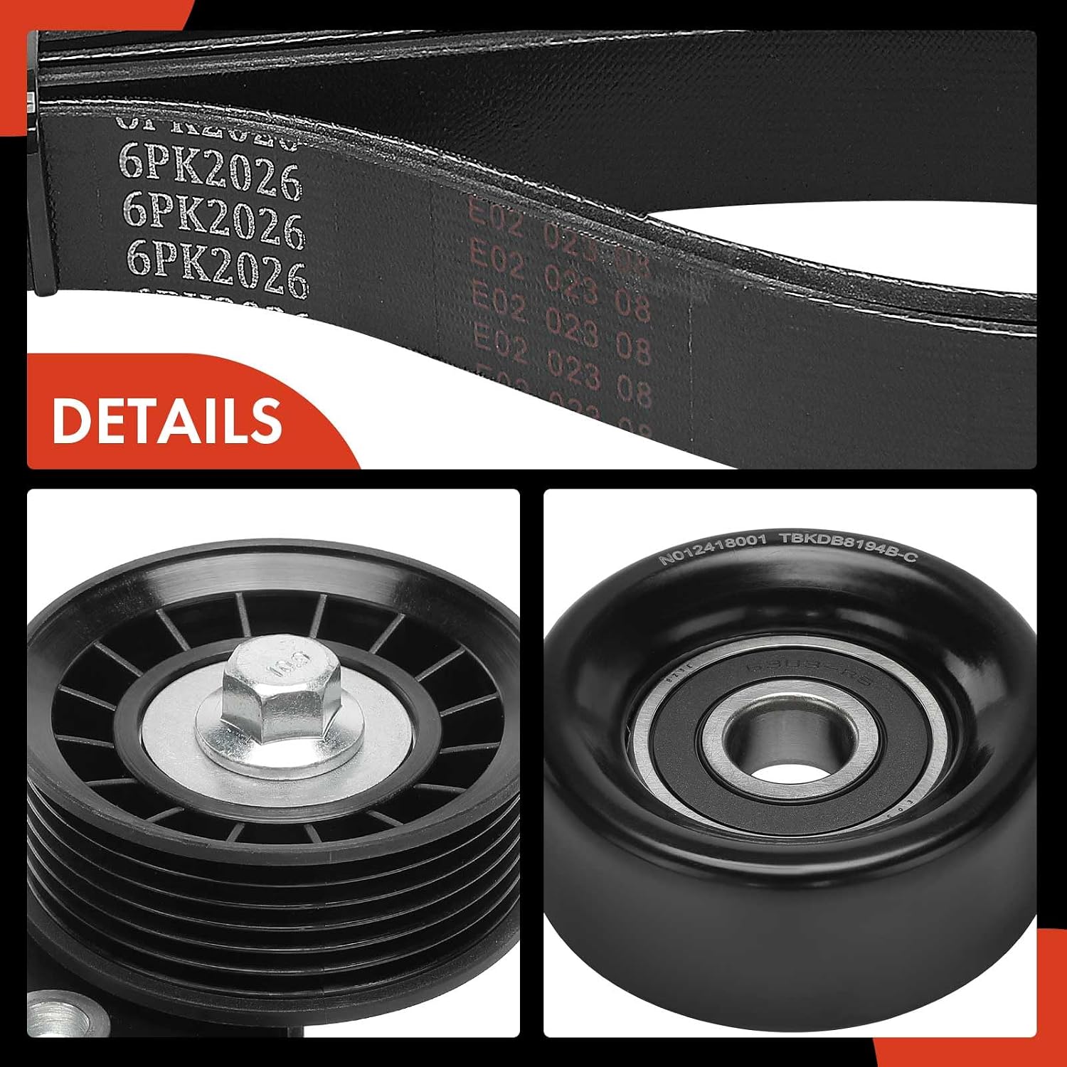 A-Premium Engine Serpentine Belt Drive Kit with Tensioner & Idler Pulley Compatible with Chevrolet 1999-2000 Corvette