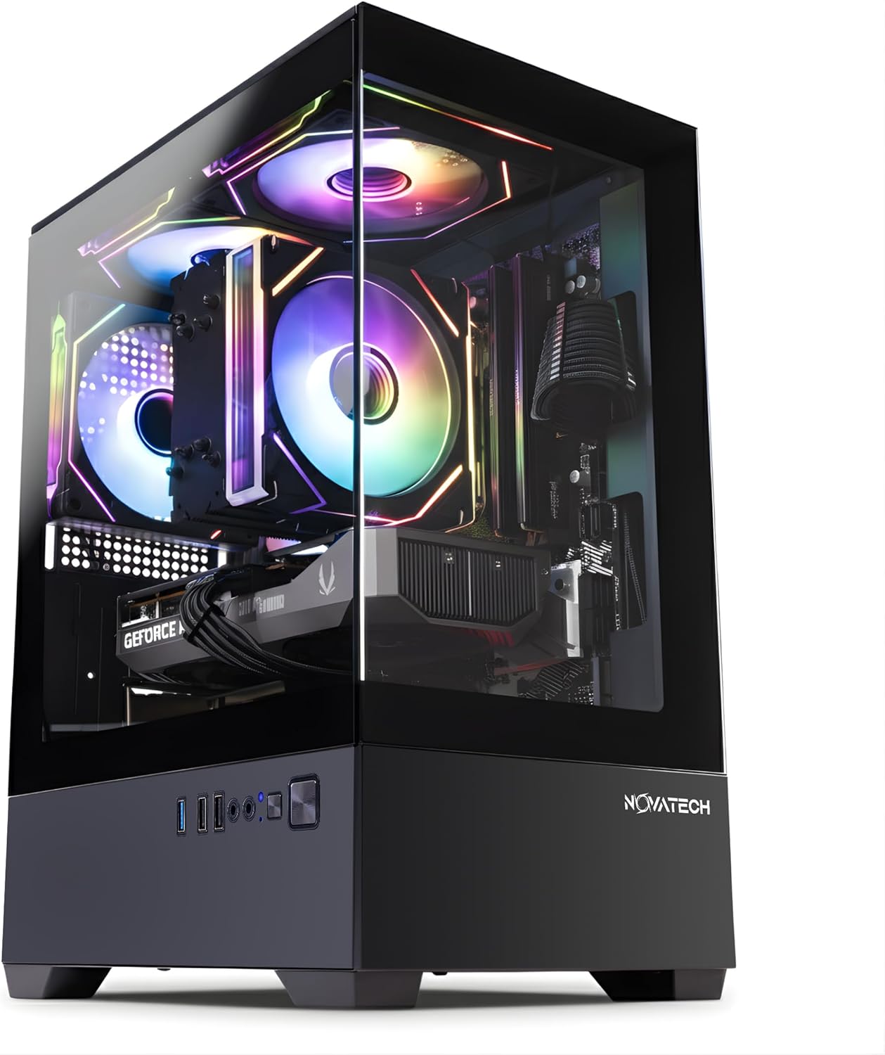 NOVATECH Prism - Prebuilt Gaming PC Desktop Computer - Geforce RTX 3050 - Xeon i7 3.5GHz - 16GB RAM - 512GB SSD WiFi/BT, Win 11 - Gaming Computer Tower - Pre Built PC Gaming - 1 Year Warranty