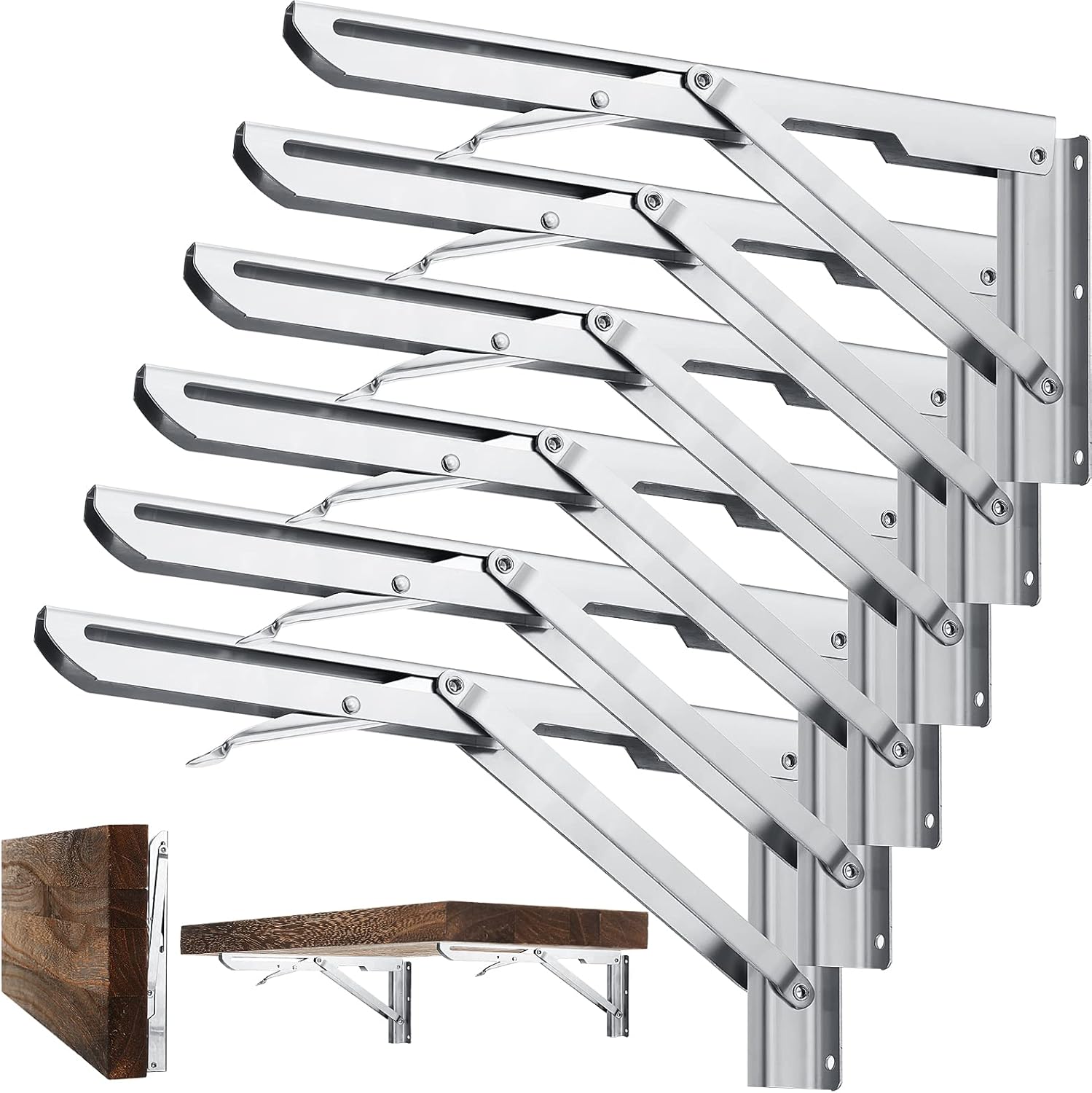 Ripeng 6 Pcs 20 Inch Folding Shelf Brackets, Heavy Duty