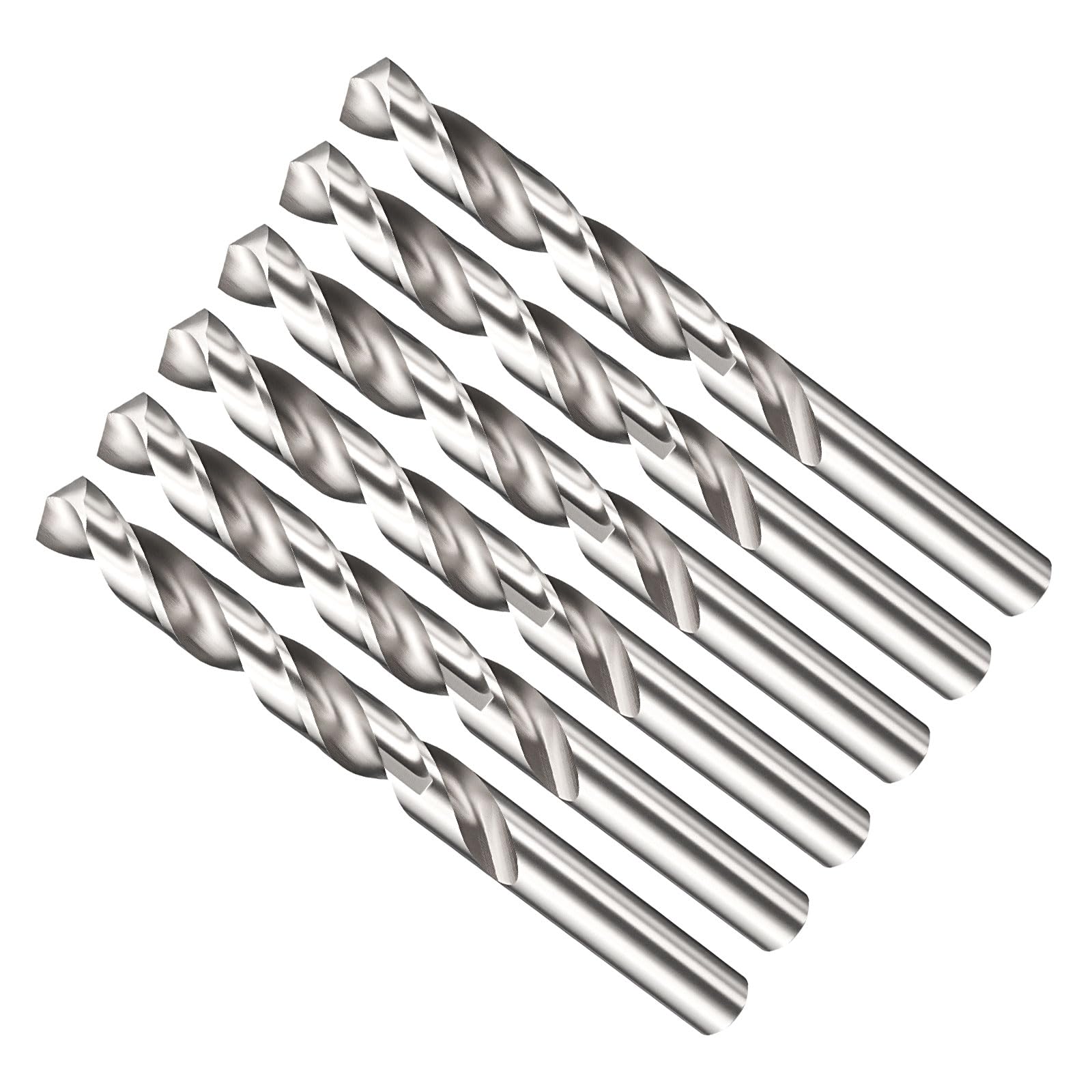 METALLIXITY 12.7mm Drill Bit (1/2") 6Pcs, 4241 High-Speed Steel Straight Shank Uncoated (Bright) 118ยฐ for Wood Plastic Iron Copper Aluminum Low Soft Metal