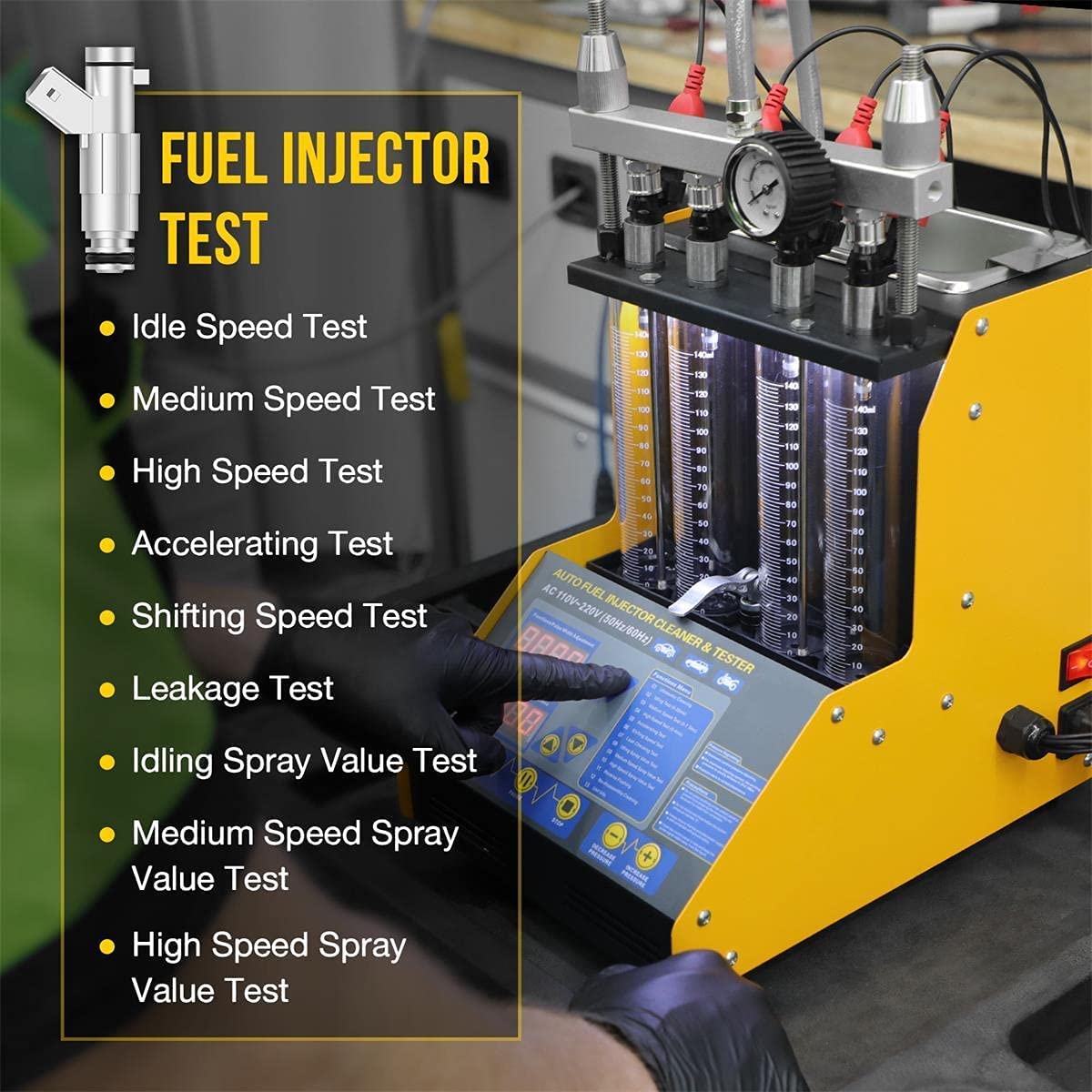 Ultrasonic Wave Fuel Injector Cleaner and Tester 4Cylinder Automotive