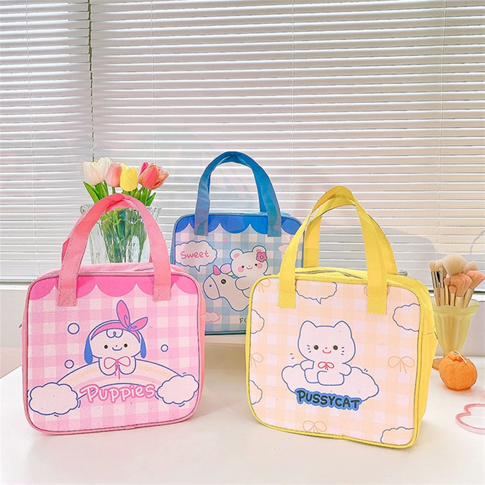 Bolsa de almuerzo niña dibujos animados fresco conservación bolsa conveniente almuerzo caja portátil bolsa de comida Oxford aislamiento portátil aislamiento caja de desayuno Bolsas de almuerzo