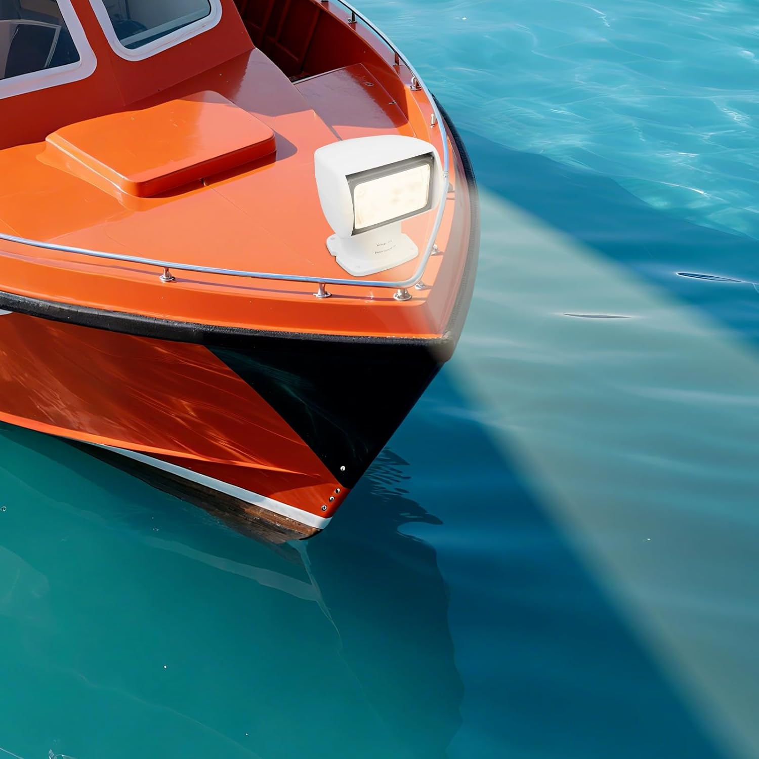 Marine Searchlight with Remote Control, 100W Halogen, 320° Left/Right Rotation, 75° Up/Down Rotation Spotlights for Yachts, Cruise Boats, Fishing Boats, White