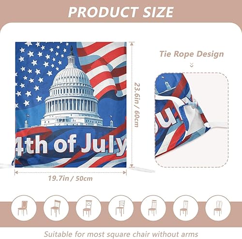 Miniatura 3 de Juego de 6 protectores de sillas decorativas para banquetes de boda, para el Día de la Independencia del 4 de julio, fundas extraíbles resistentes a