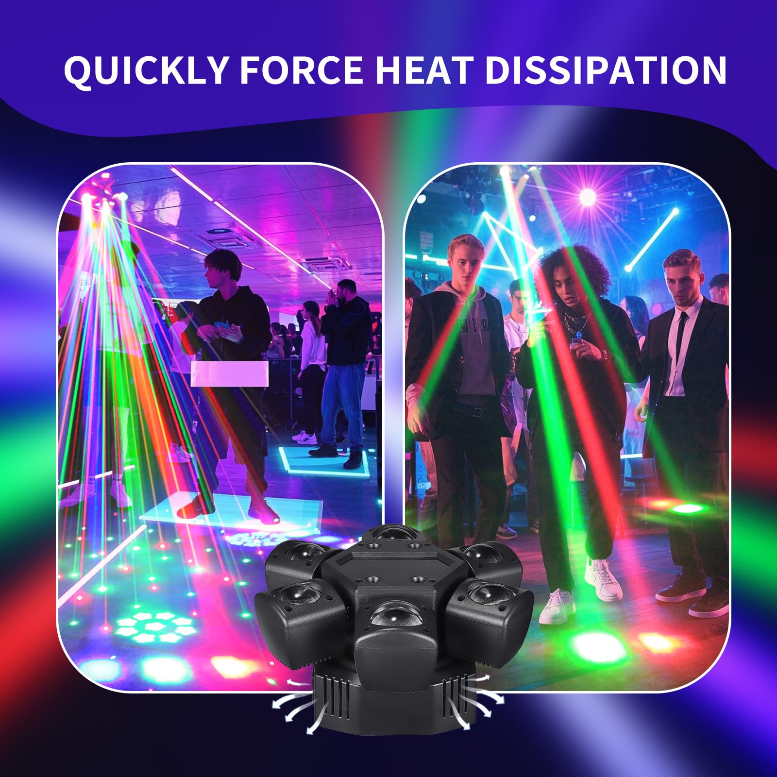 Moving Head Discolicht Partylicht, DMX 512 Effektstrahler,XJG06 LED RGB Licht DJ Projektor Musikgesteuert DJ Disco Lichter, Für KTV Familientreffen Hochzeit Geburtstag Halloween