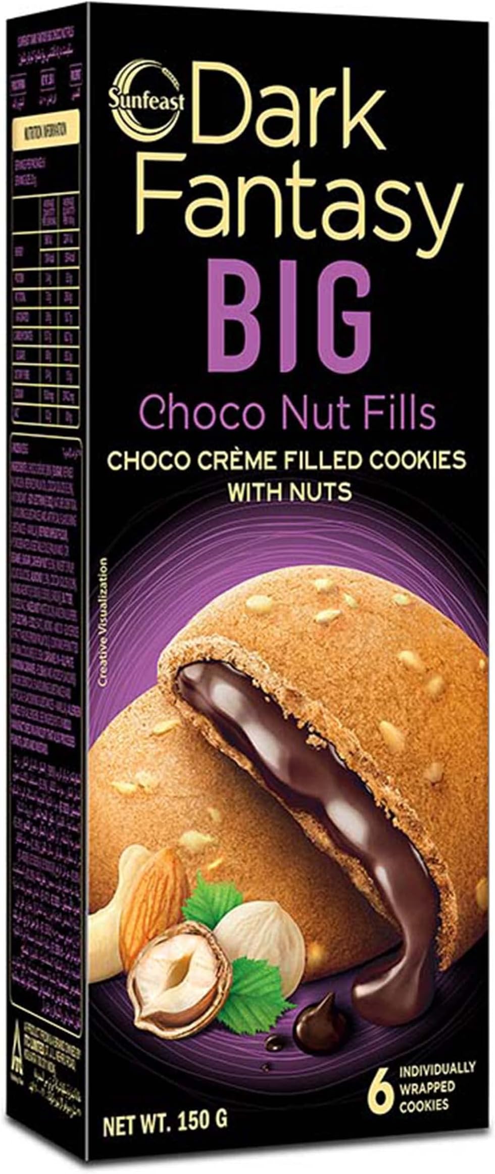 Dark Fantasy Big Choco Nut Fills, Original Filled Cookie with Nuts, 150gm