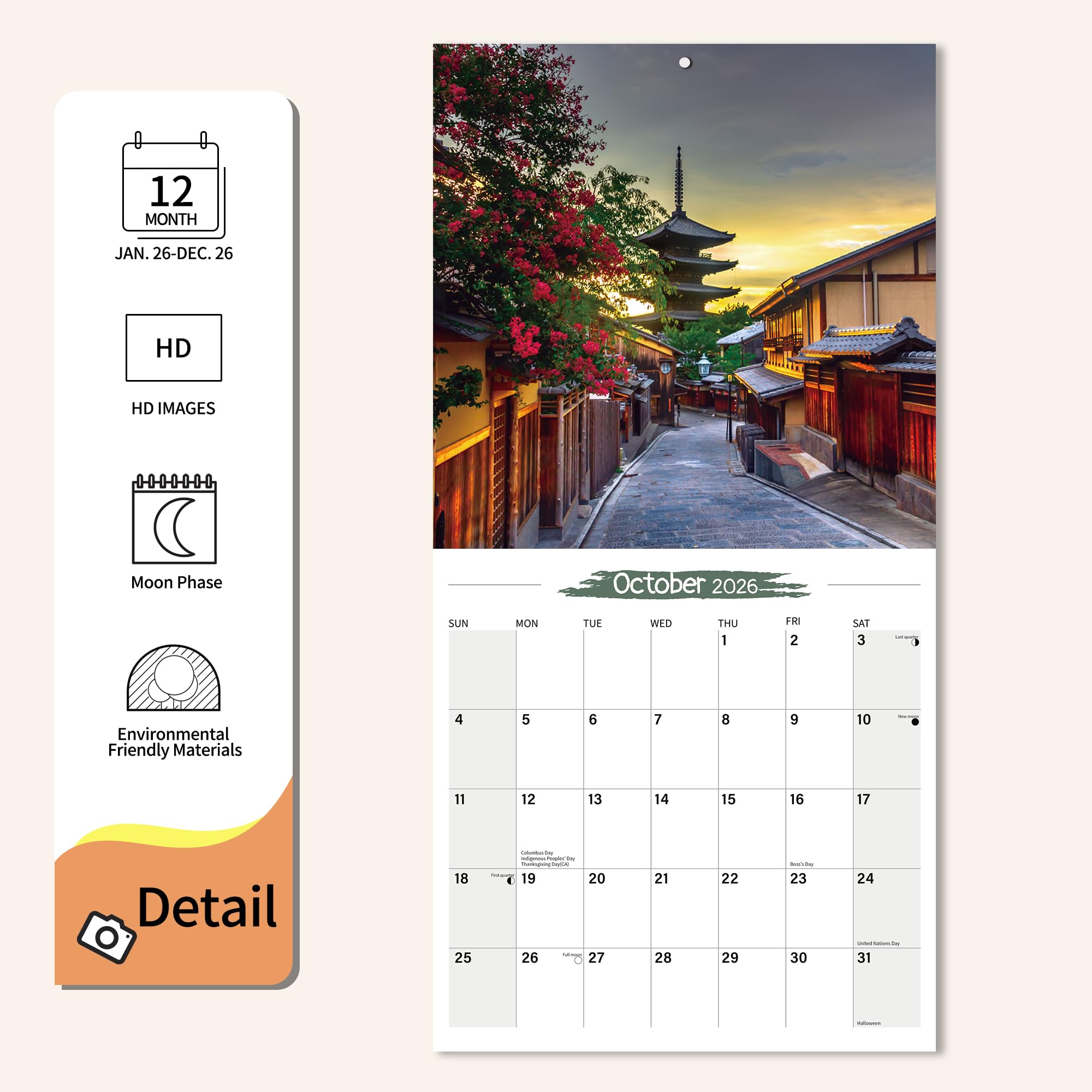 Wall Calendar 2026 Planner Calendar - Japan Hangable Monthly Wall