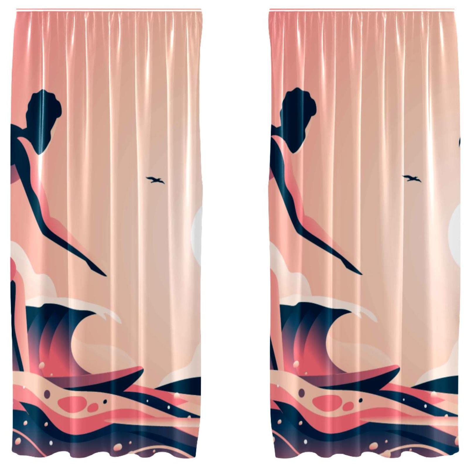 Juego de 2 paneles decorativos de 55 x 84 pulgadas para dormitorio con estampado de surf
