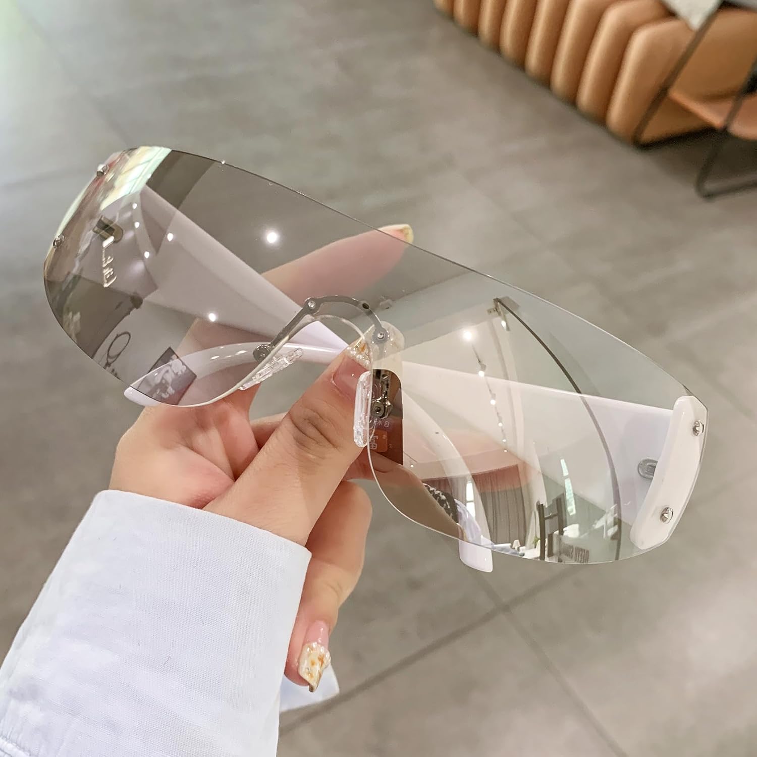 AIEYEZO Oversized Y2K Sunglasses for Women Men Trendy Retro Wrap Around Big Shield Sun Glasses - Image 2