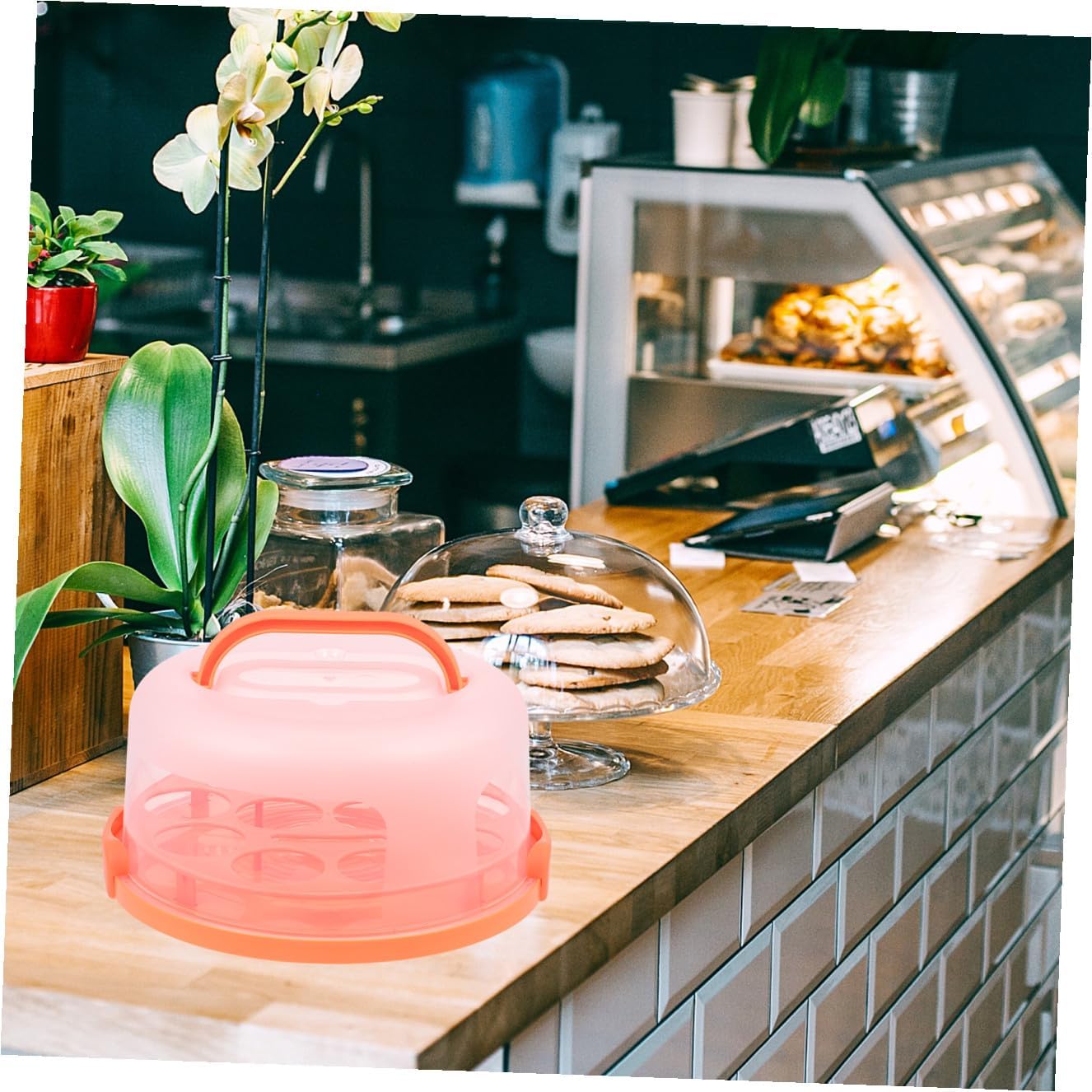 GARVALON Portable Thickened Cake Storage Box with Buckle Lock and Tray Transparent Dessert Carrier for Birthday Cakes and Cupcakes Leak Resistant for Easy Transport