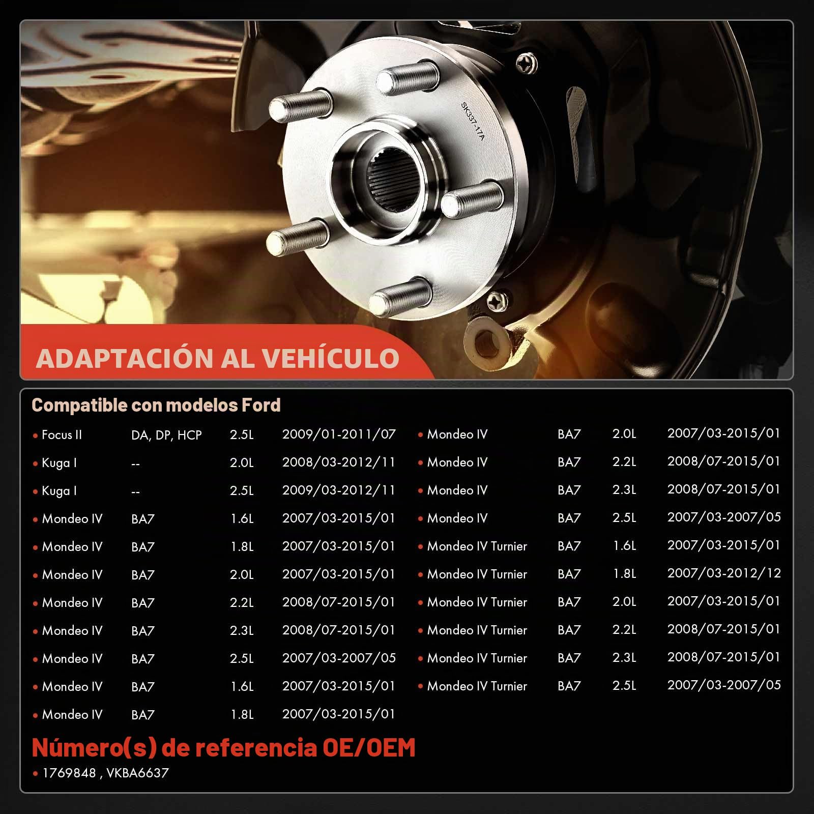 Frankberg 2 rodamientos de rueda traseros juego de rodamientos con sensor | 1769848, trasero Con sensor de carcasa Sensor de Velocidad de las Ruedas Sensor ABS Rueda con brida ⌀136