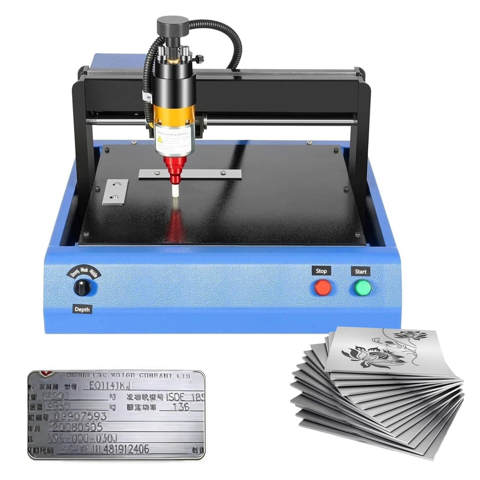 Dot Peen Machine de gravure en métal, outil de marquage électrique 400 W, zone de travail 200 x 150 mm, pour plaques d'identification industrielles, plaques d'identification en acier