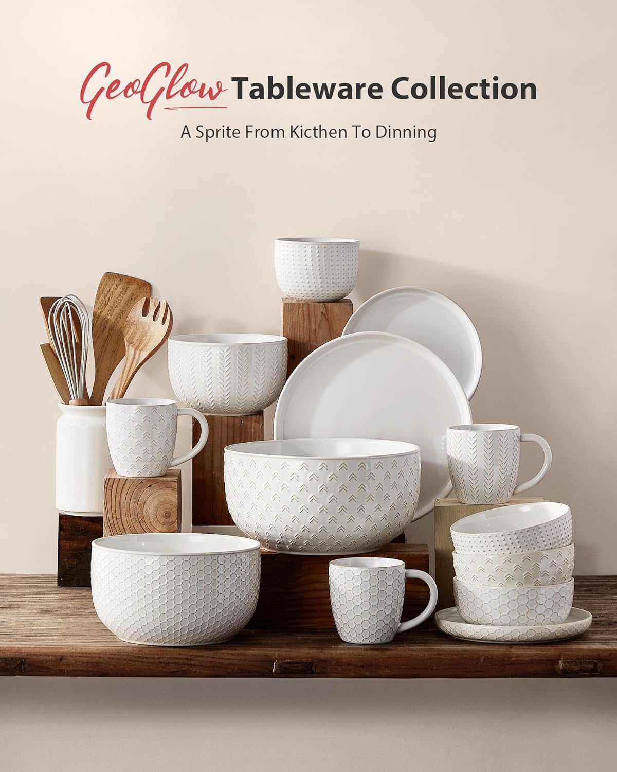 Lareina Ceramic Large Mixing Bowls Set of 4, Nesting Bowls for Cooking, Baking, Salad Etc, Serving Bowls Gift, Kitchen Stoneware, Oven, Microwave and Dishwasher Safe - 20/44/98/145 OZ, Ivory White - Image 9