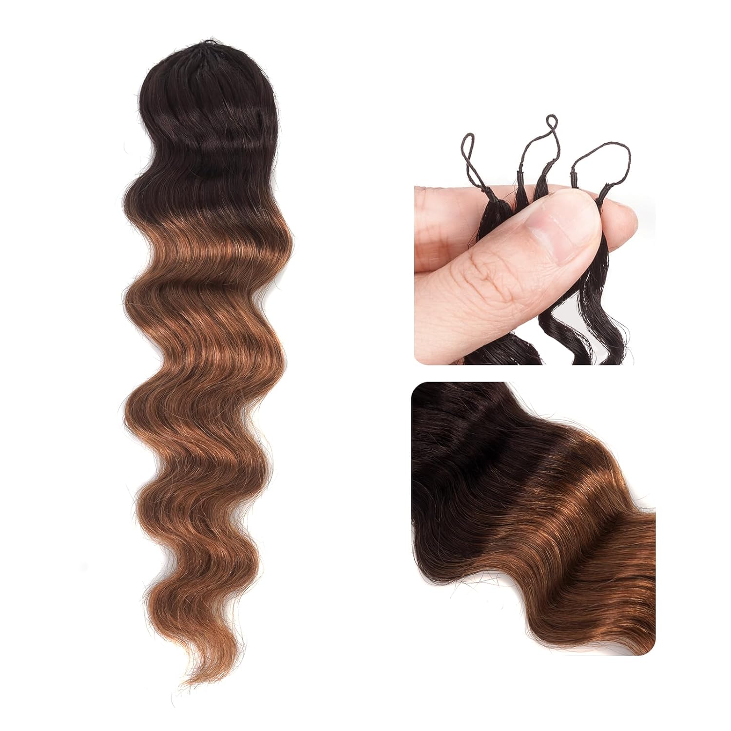 ToyoTress Ocean Wave Crochet Human Hair - 10 Inch 250G Feather Crochet Human Hair Miracle Knots For Black Women Natural Color Invisible Knotless Water Deep Curly Braiding Hair (10 Inch, 1B-250G)