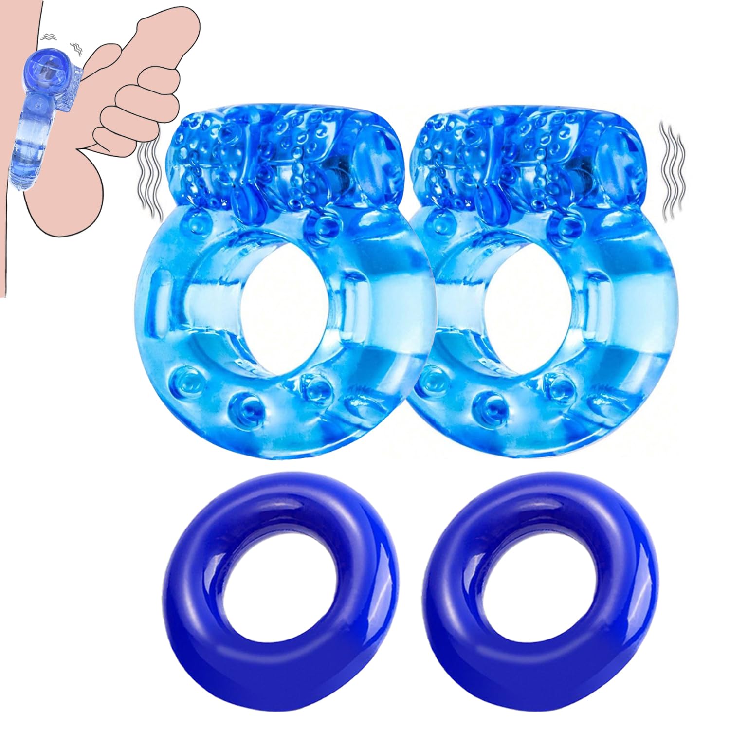 Cock Ring Adjustable Penis Ring Soft Stretchy Male Cock Sexual Stimulation Device with 2 Pcs Cockrings for Erection