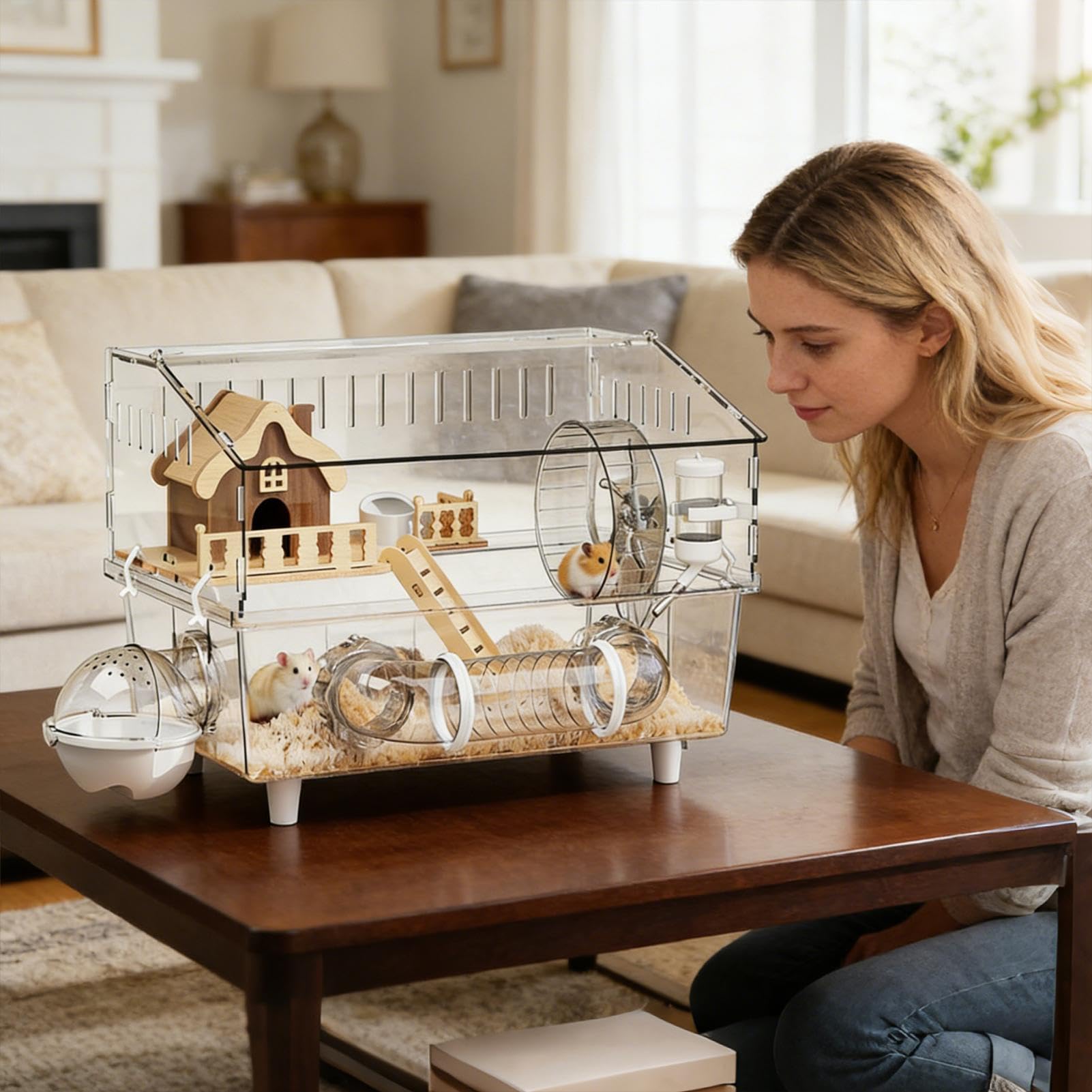 Jaula para Hámster Sirio Enclosure Transparente de Acrílico de 2 Capas | Recinto para Hámster para en Casa, Interior, Exterior, Observación en Tienda de Mascotas o Jardín