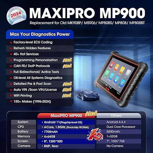 Miniatura 2 de Autel Escáner MaxiPRO MP900, 2024 más nuevo de MS906 MP808S DS808 MX900, codificación ECU OE como MS906 Pro, 3000+ bidireccional, 40+ reinicio como