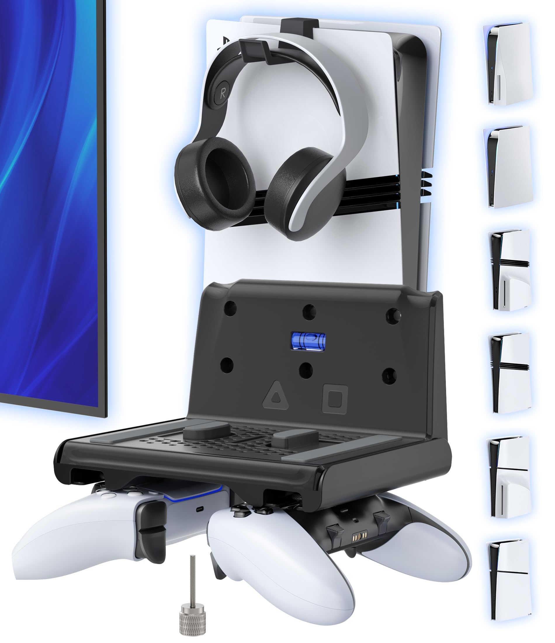 P5 Wall Mount Kit with Controller Holder Compatible with P5 Slim Pro Disc Digital Pa5 Mount Floating for