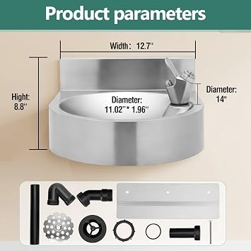 Water Drinking Fountain Wall Mounted for Schools, Parks, Gyms, Compact & Space-Saving Design, Commercial Hydration Station One-Click Water Output, Stainless Steel Drinking Water Fountain
