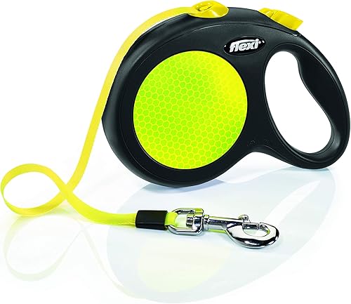 Flexi Cinta grande de plomo retráctil de neón 5M, neón