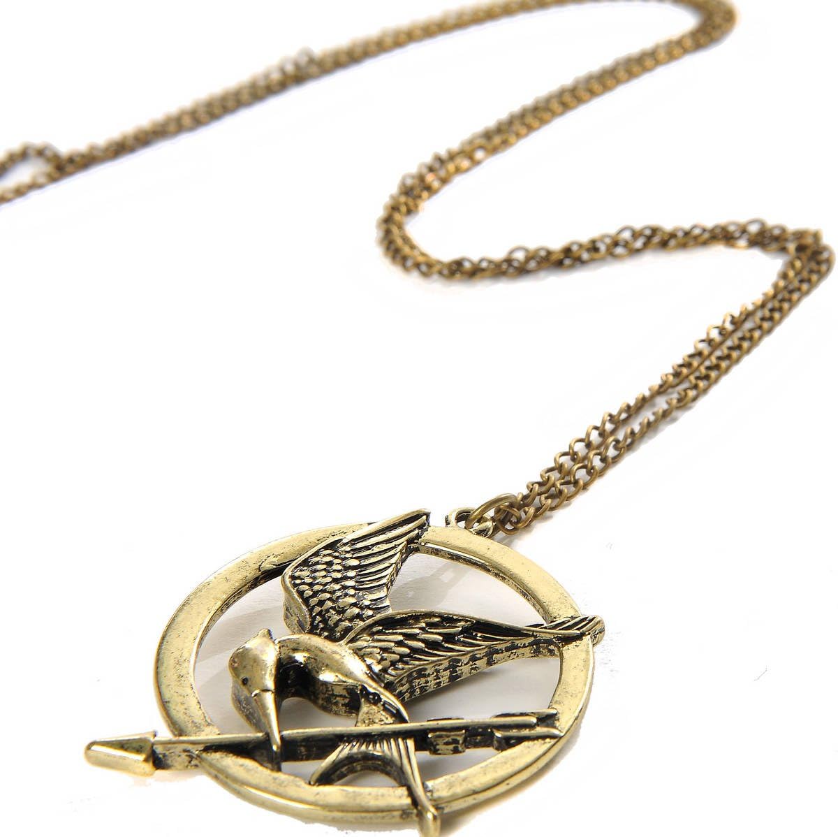 The Hunger GamesVictorious Mockingjay Bird Katniss Everdeen Pin Arrow Necklace Bronze