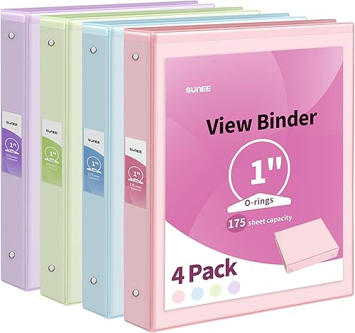 Miniatura 3 de SUNEE Carpetas colgantes de archivo, paquete de 25 carpetas de 3 anillos de 1 pulgada, paquete de 4 unidades, color pastel, colorido para archivar