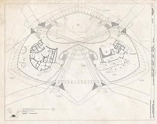 Historic Pictoric : Blueprint Mezzanine Floor Plan - Trans World Airlines Flight Center, John F. Kennedy International Airport, Jamaica Bay, Queens (Subdivision), Queens County, NY 24in x 18in