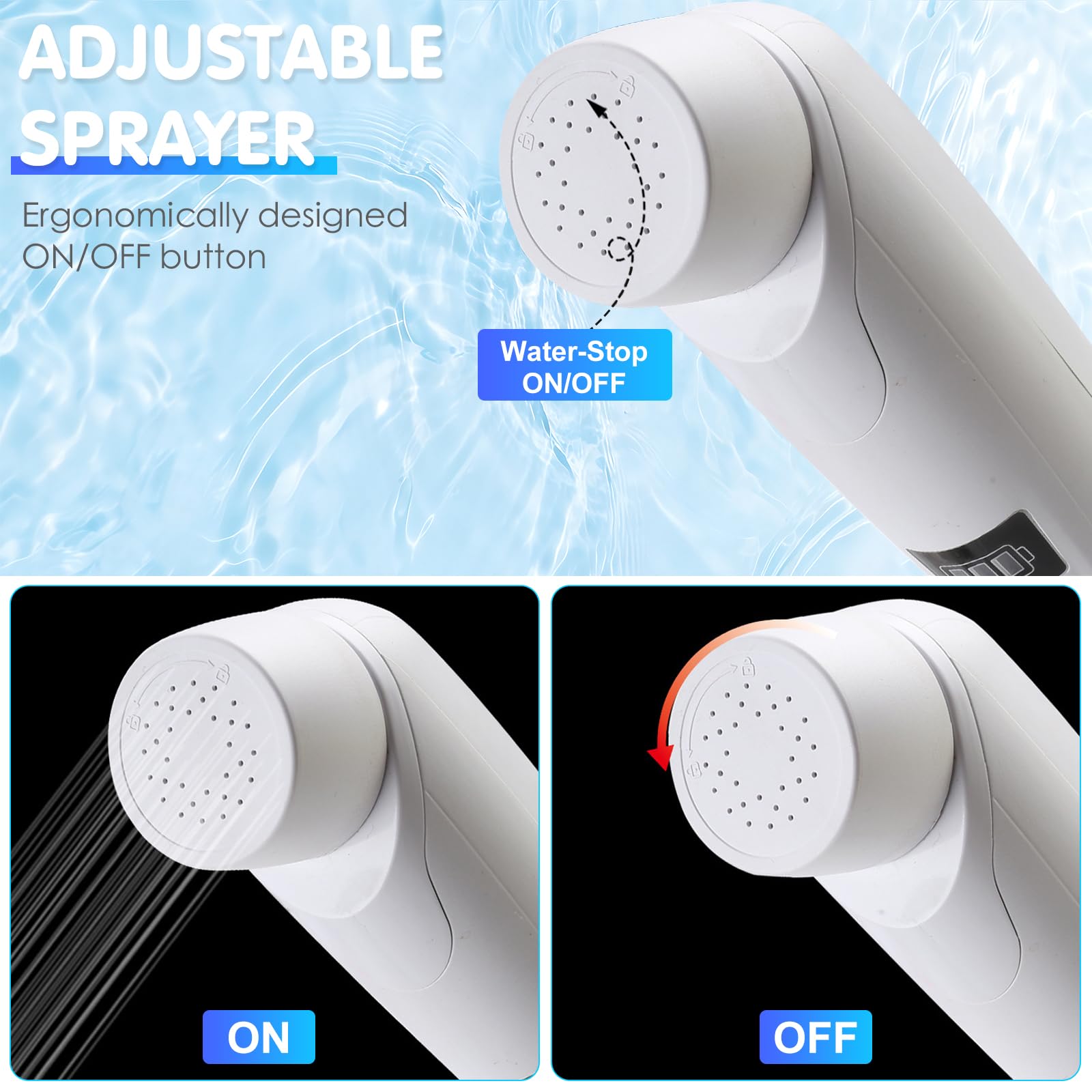 Set bidet portatile da viaggio, bidet elettrico ricaricabile con serbatoio dell'acqua da 2,5 l e bottiglia da spremere Momwasher Peri, doccia musulmana, WC da campeggio all'aperto, igiene personale e