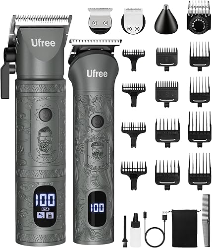Ufree Cortadora de barba profesional para hombres con cortapelos, juego de cortapelos y recortadoras, afeitadoras eléctricas para hombres, kit de