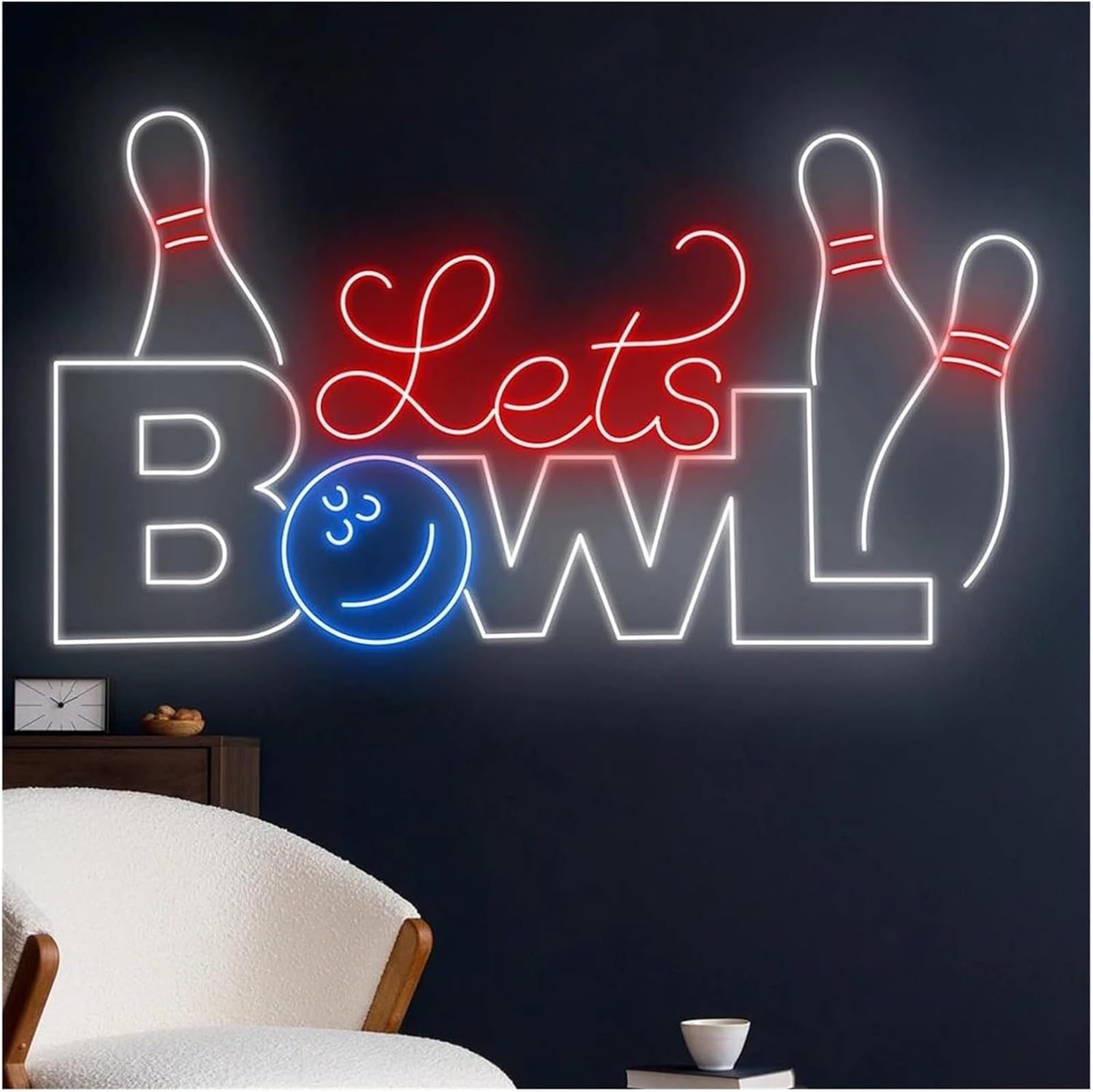 Insegne al neon dall'atmosfera rilassante: Let's Bowling con luminosità regolabile, luci aziendali(40cm)
