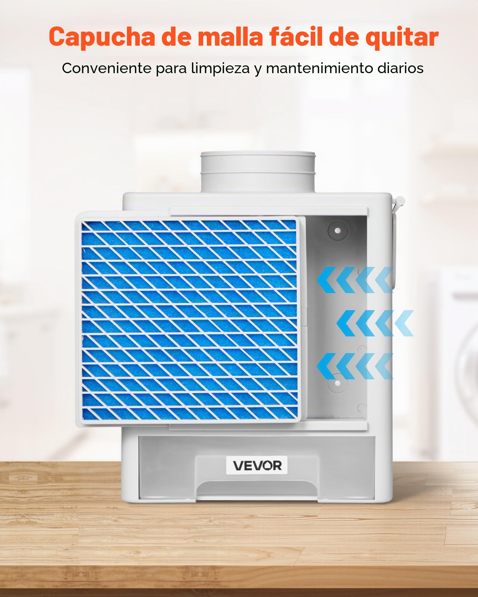 VEVOR Kit de Ventilación 3 en 1 para Secadora de Interior, con Cajón de Agua, a Puerto de Escape 99 mm, con Recordatorio Inteligente de Sobrecalentamiento y 4 Almohadillas Purificadoras, Blanco