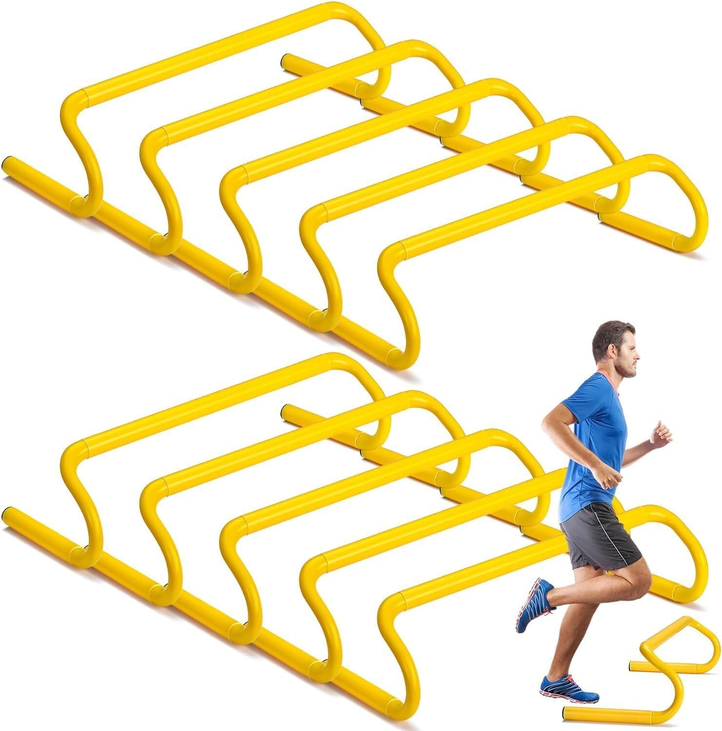 YMD 10Pc 6" Speed Agility Training Hurdles Detachable Training Hurdle Agility PVC Speed Hurdles (for Adults, Children Pack of 10)-image-49
