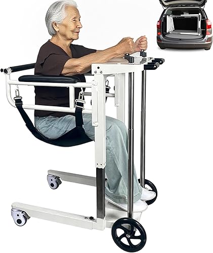Silla elevadora plegable de transferencia de paciente, ayuda de movilidad autooperada para personas mayores, silla de ruedas de baño con altura