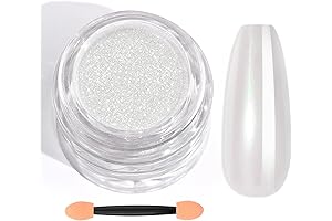 White Pearl Chrome Nail Powder Kit: Mirror Effect for Gel Nails