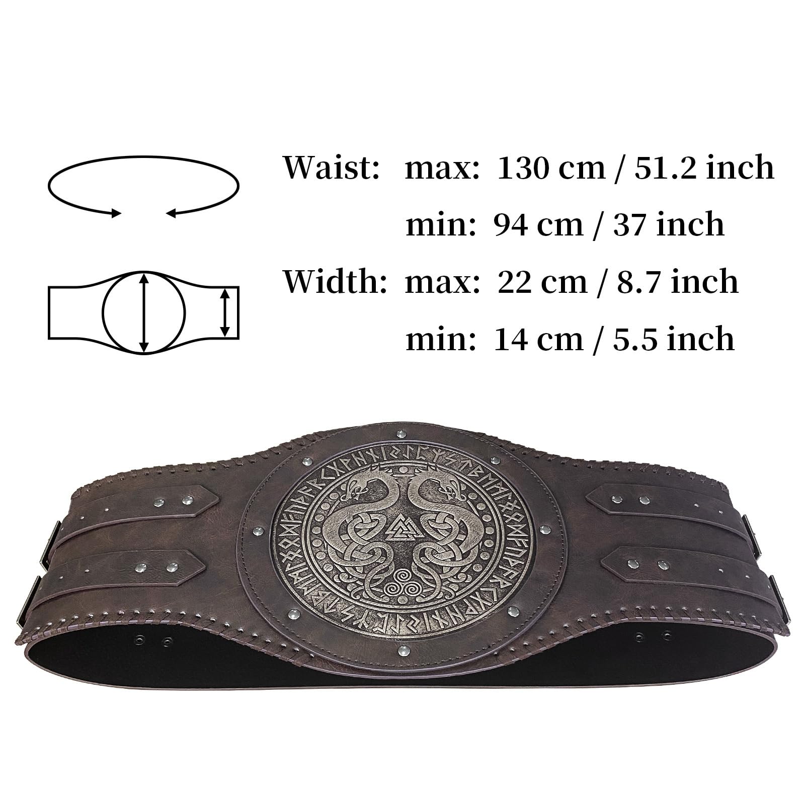 Cinturón de cintura con tachuelas y remaches, cintura medieval, ajustable, corsé para fiesta, disfraz, cinchas anchas