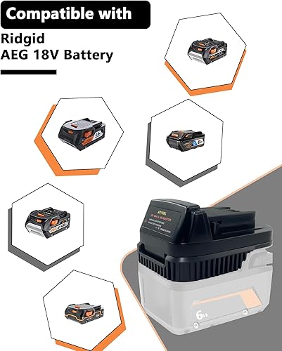 Miniatura 5 de TPDL Adaptador para batería Ridgid AEG de 18 V a herramientas inalámbricas Milwaukee M18 de 18 V, uso para baterías Ridgid de plataforma de 18 V