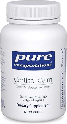 Pure Encapsulations Cortisol Calm - Apoya la salud y la relajación del cortisol - Contiene Ashwagandha y L-teanina - Sueño reparador - 120 cápsulas