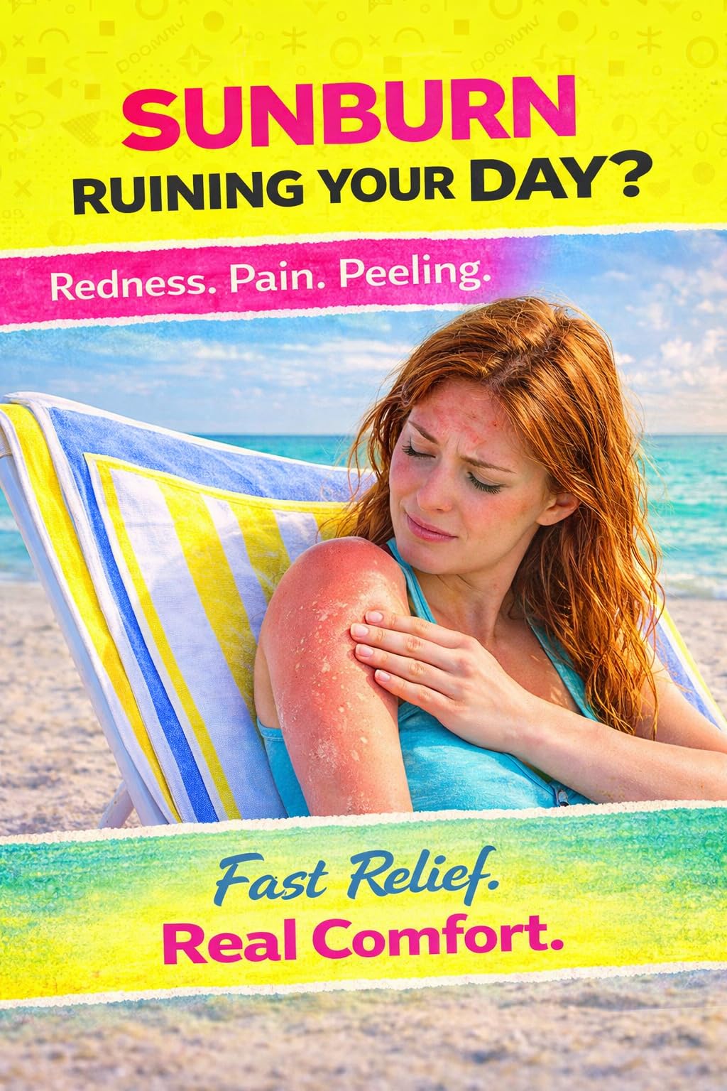 RETRO Rewind Sunburn After Sun Creme, schnelle Reparatur und Linderung von Rötungen, Gelb, 96 ml, Reisegröße, feuchtigkeitsspendende Feuchtigkeitscreme für sonnengeschädigte Haut