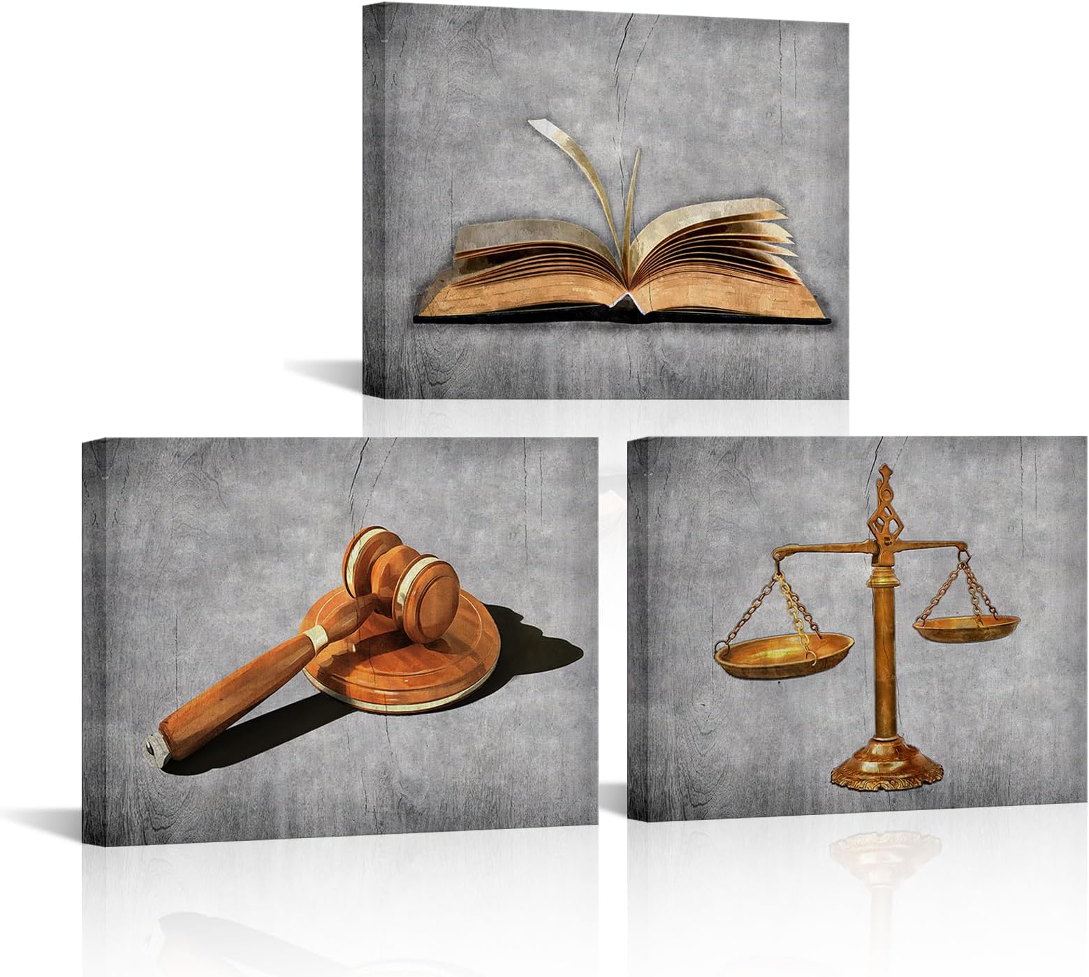 HOMEOART Lawyer Office Decor Painting Black and White Canvas Prints Framed Ready to Hang 12"x16"x3 Panels