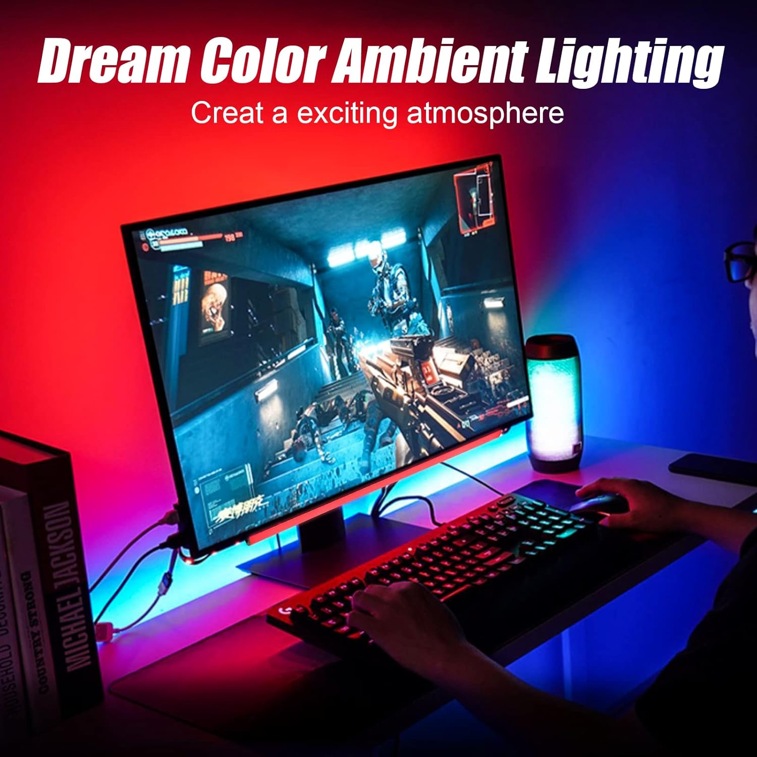 RGB Gaming Lights,Under Monitor Light Bar,TV Backlight,Gaming Light Bar
