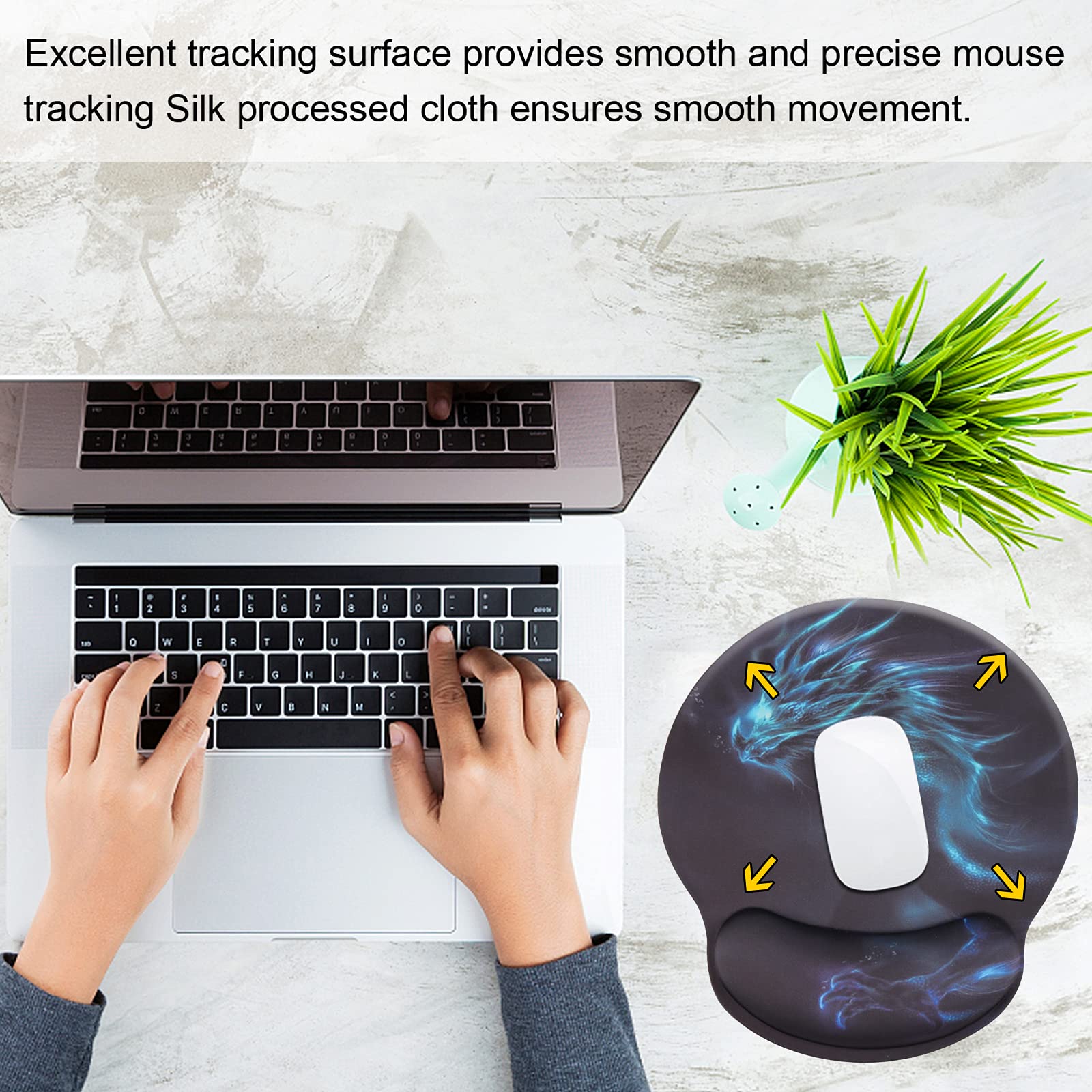 Tappetino Poggiapolsi Con Memory Foam - 25x23cm Antiscivolo Per Mouse | Design Drago - Foto 4