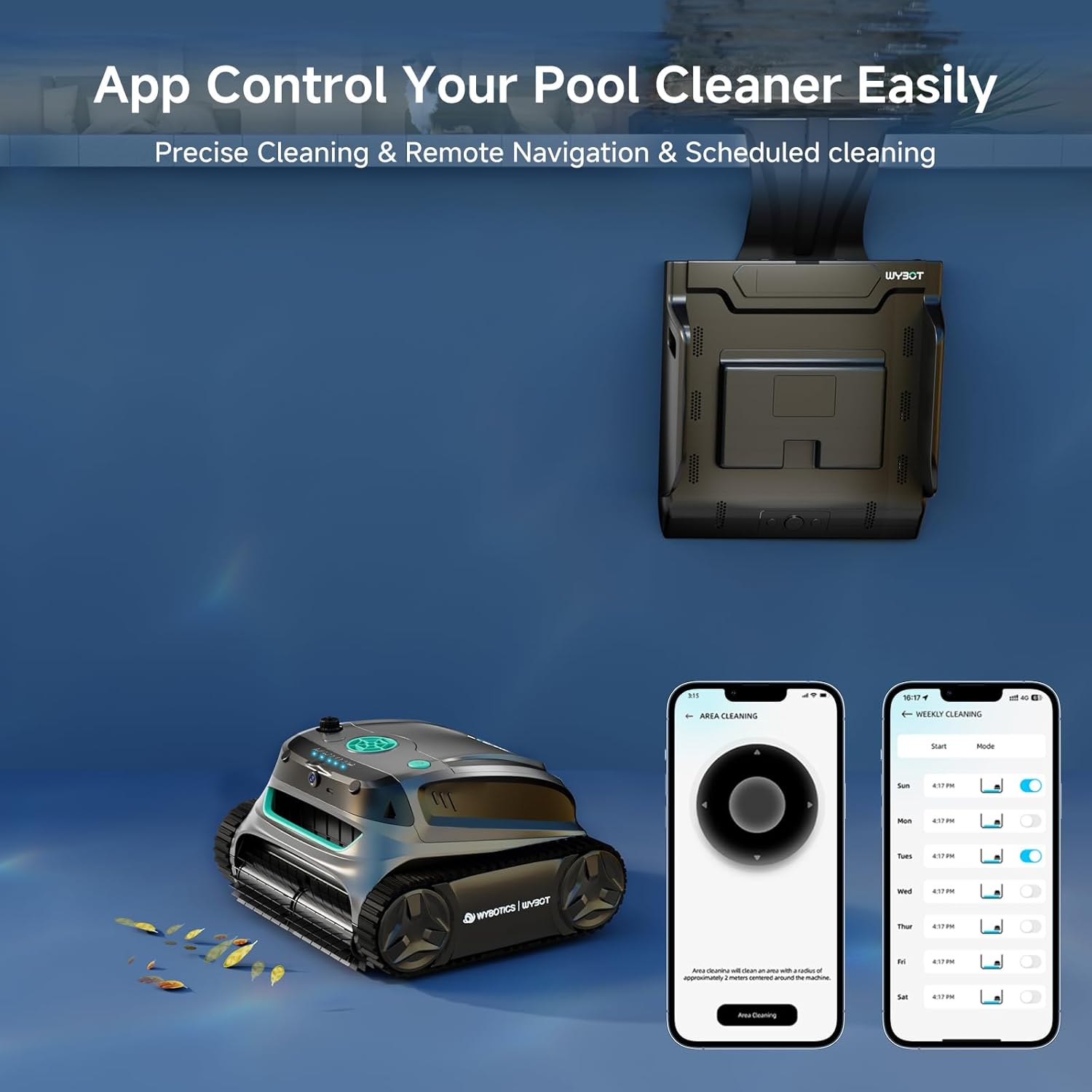 WYBOT S2 Solar Vision Robotic Pool Cleaner, AI Vision Algorithm, Auto Return Charging, Dual Charging, Scheduled Cleaning, 3D Adsorption for In-Ground Pools(Grey & Green)