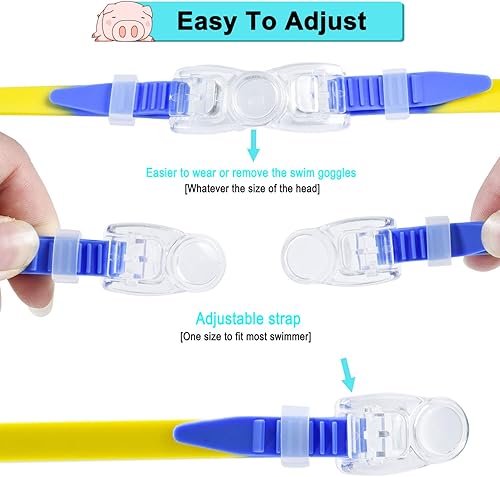 Miniatura 8 de PHELRENA Gafas de natación para niños con tapones para los oídos, clip para la nariz, gafas de natación para niños con lentes antivaho
