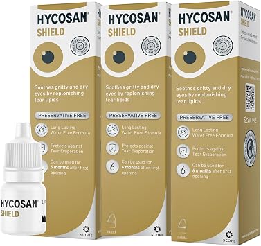 Hycosan Shield Eye Drops   Triple Pack - Preservative Free Single Ingredient Formula for Management of Dry Eyes   840 Applications   3x3ml