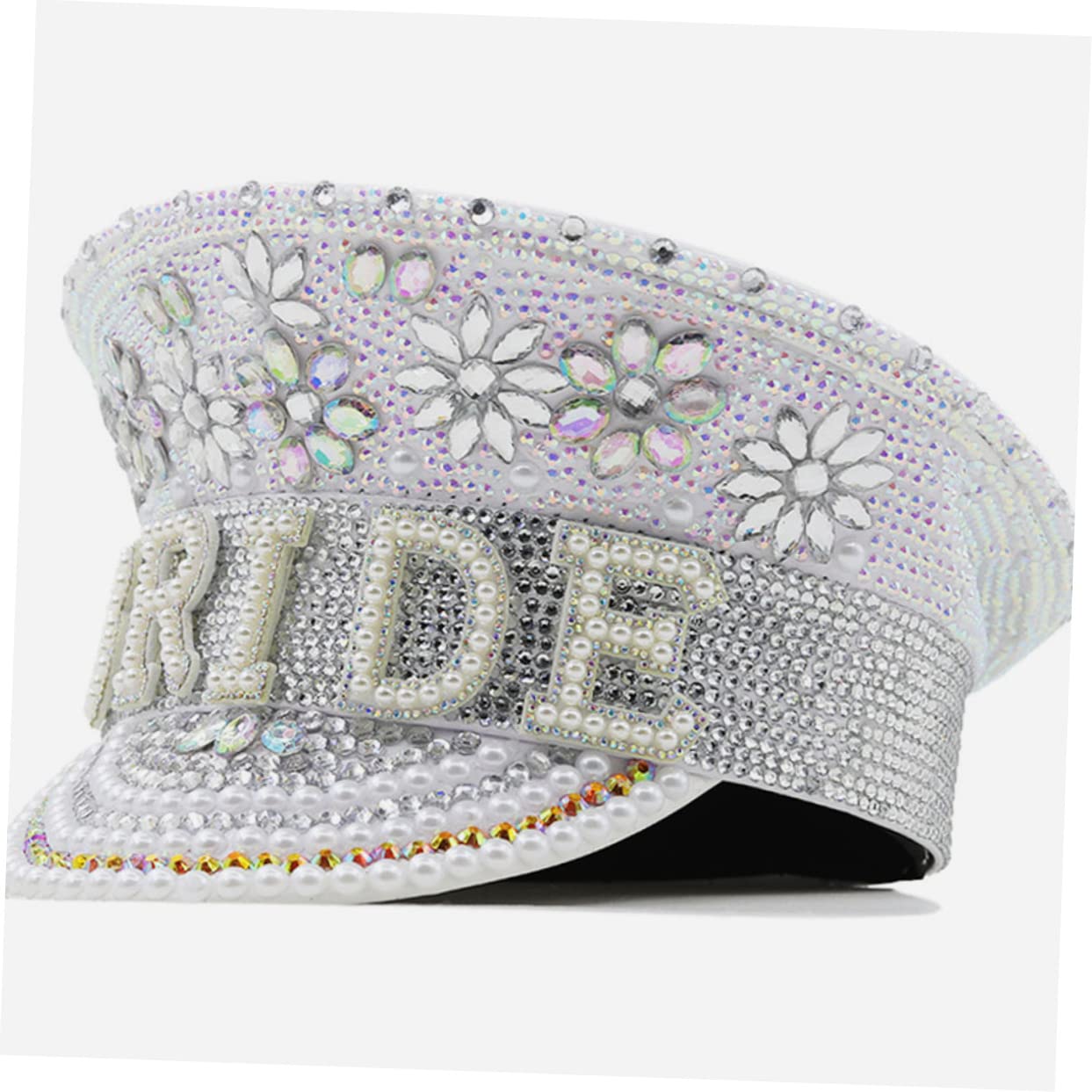 PRETYZOOM Sombrero de Novia Estilo Brillante y Glamuroso Incrustaciones de Strass Blanco Diseño Delicado y Cómodo para Bodas y Eventos Obsequios en Iglesia