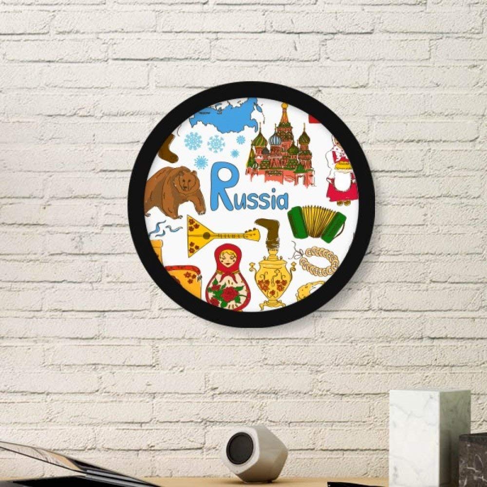 Cadre photo Russie paysage illustration ronde design petit noir décoratif