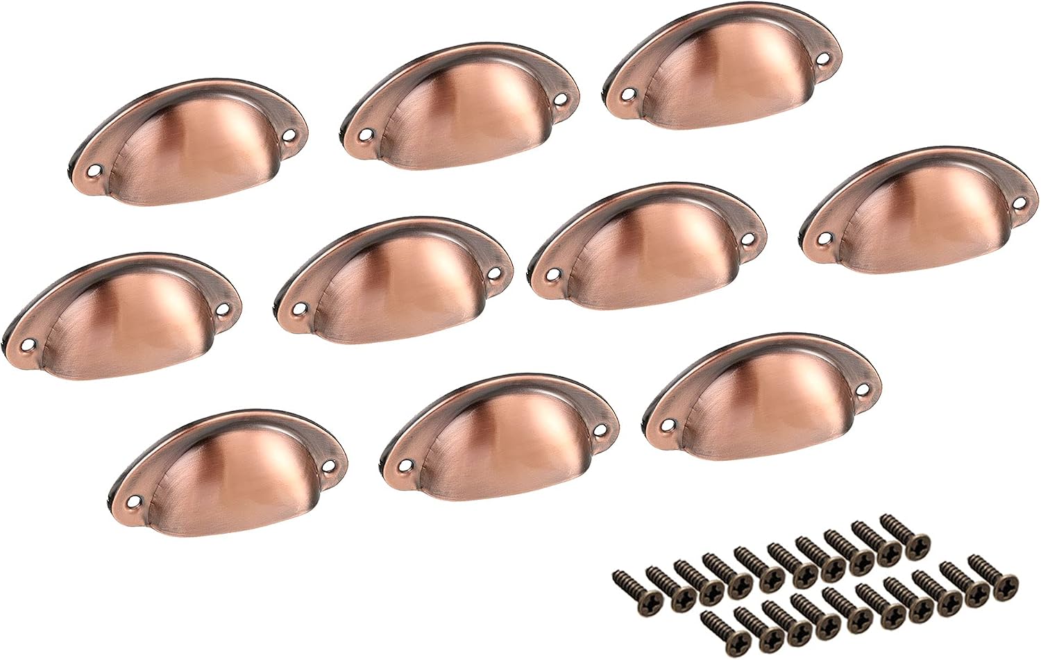 uxcell Cup Pulls, Carbon Steel Shell Pull Handles Antique Brass for Dresser Kitchen Cabinet Drawer, 3.19" Length 1.34" Width,10 Pack