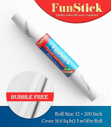 Miniatura 10 de FunStick Papel de contacto de mármol blanco grueso de 24 x 394 pulgadas para encimera, papel de contacto para encimeras de cocina, baño,